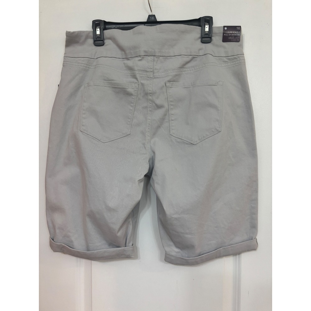 Gloria Vanderbilt Amanda Pull On Bermuda Shorts Dove Grey Classic Rise 16 NEW - Picture 2 of 8